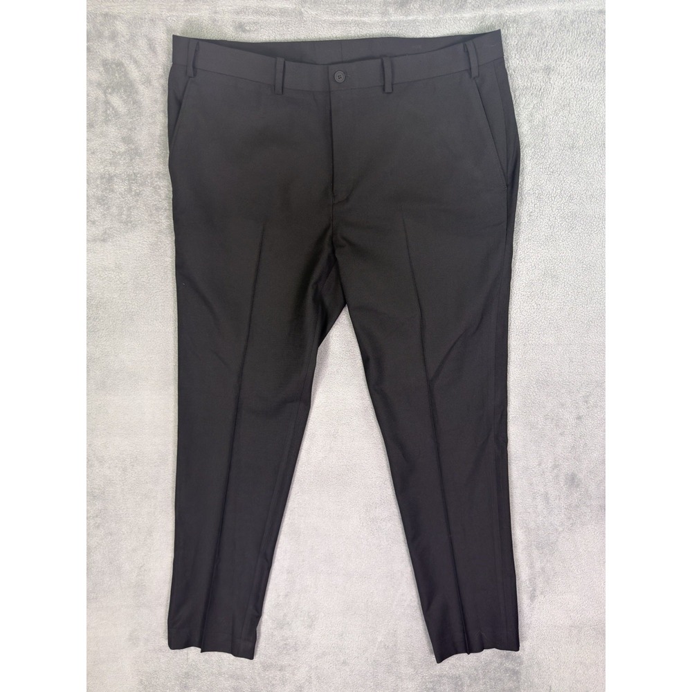 Calvin Klein Dress Pants Mens 38x30 Black Skinny Flat Front Mid Rise Stretch